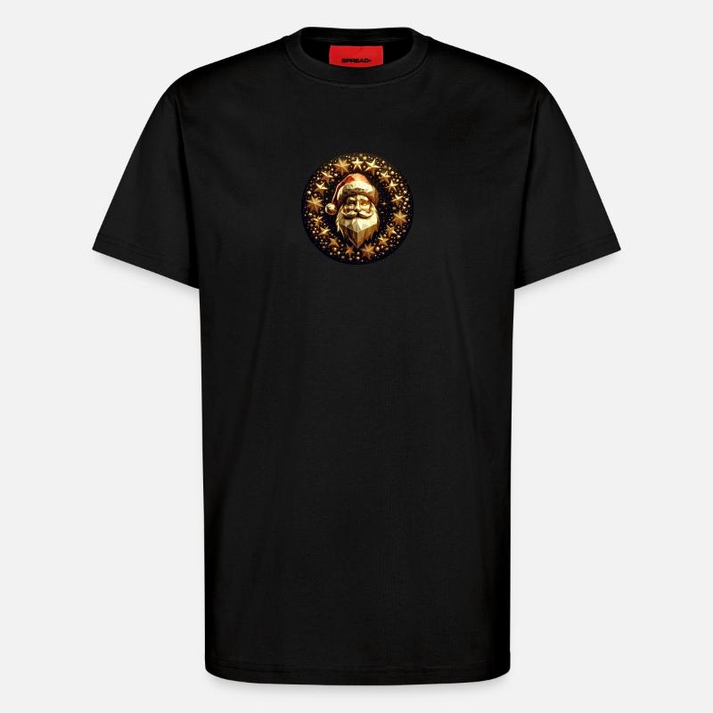 Weihnachtsmann mit Mütze und Sternen - T-Shirt - made by SPREAD - SOLID BLACK