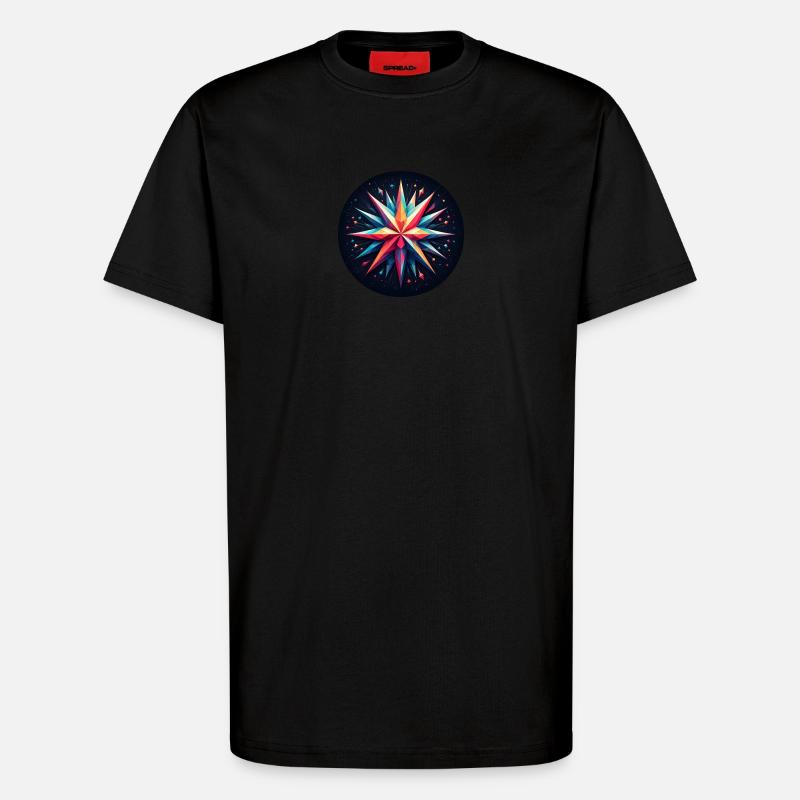 Polygon Stern bunt - T-Shirt - made by SPREAD - SOLID BLACK