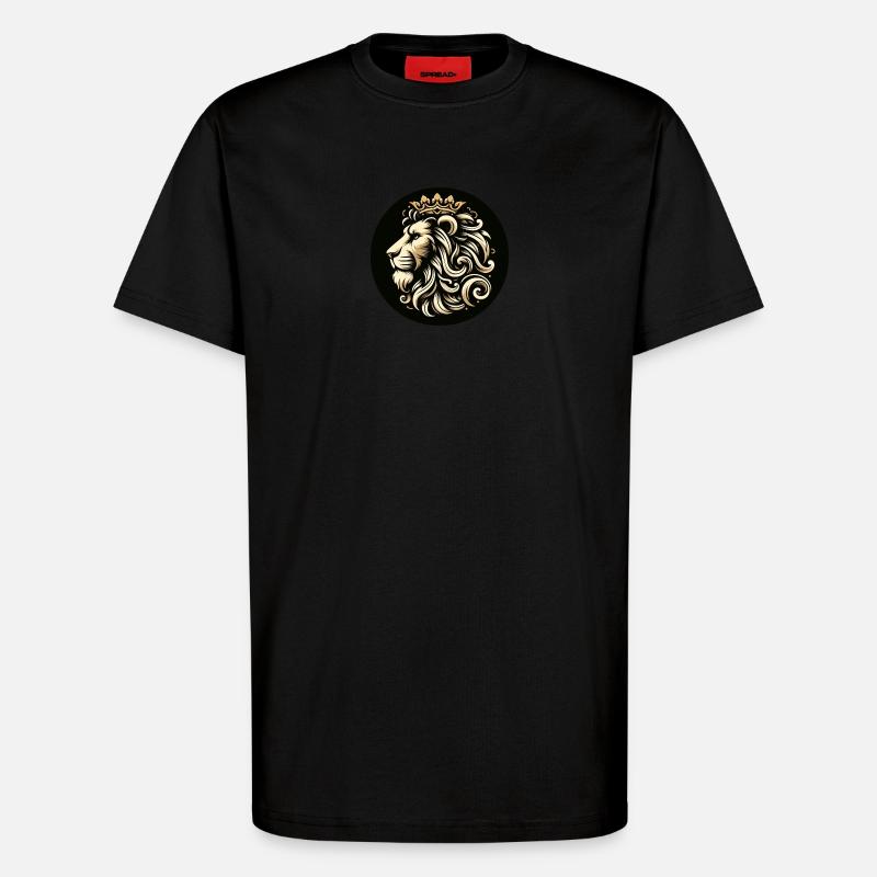 Löwe Tiger Kopf König Krone - T-Shirt - made by SPREAD - SOLID BLACK