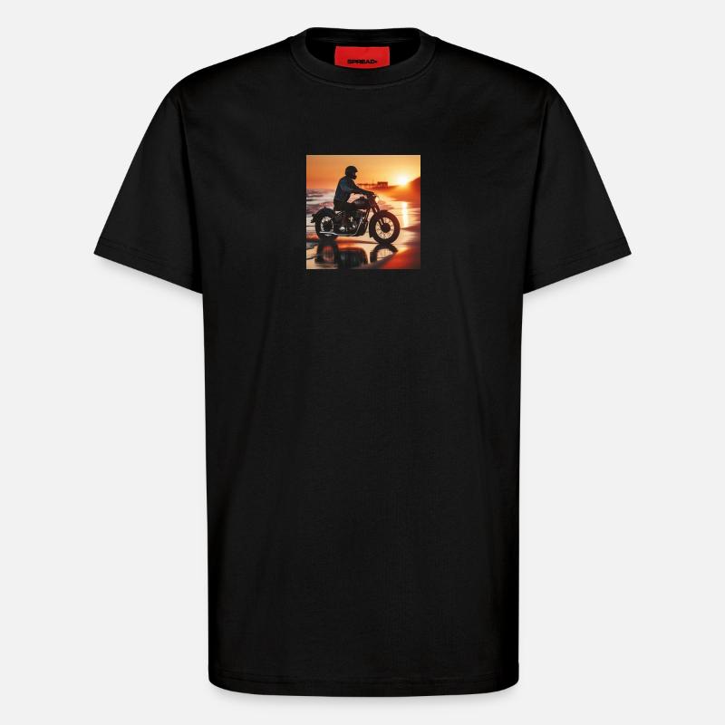 Motorcycle Old Sunset 1 - T-Shirt - made by SPREAD - SOLID BLACK