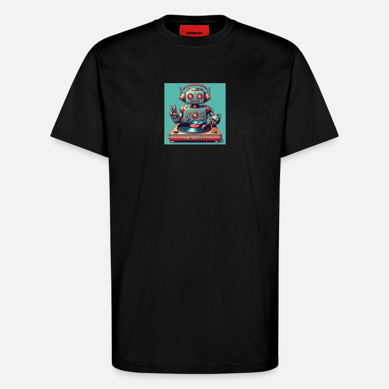 Robotic Vinyl Turntable - T-Shirt - made by SPREAD - SOLID BLACK