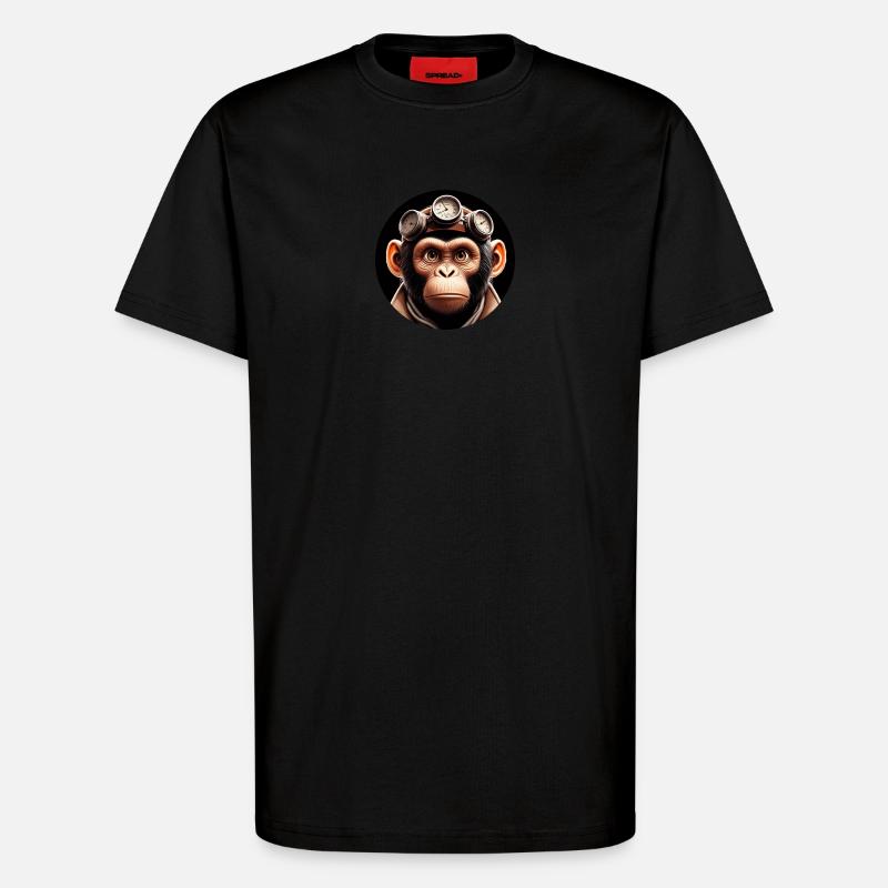 Affe Zeitreisender Zeitreise - T-Shirt - made by SPREAD - SOLID BLACK