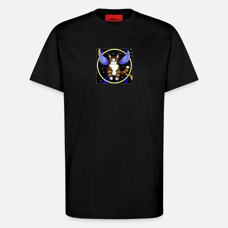 Chat ange dans l’espace. - T-shirt bio décontracté fabriqué en UE - SOLID BLACK