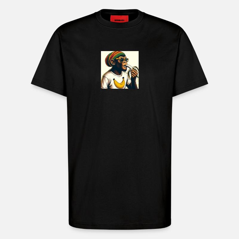 Cooler Affe isst Banane - T-Shirt - made by SPREAD - SOLID BLACK