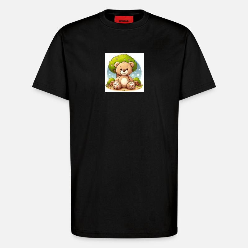Teddybär vor einem Baum - T-Shirt - made by SPREAD - SOLID BLACK