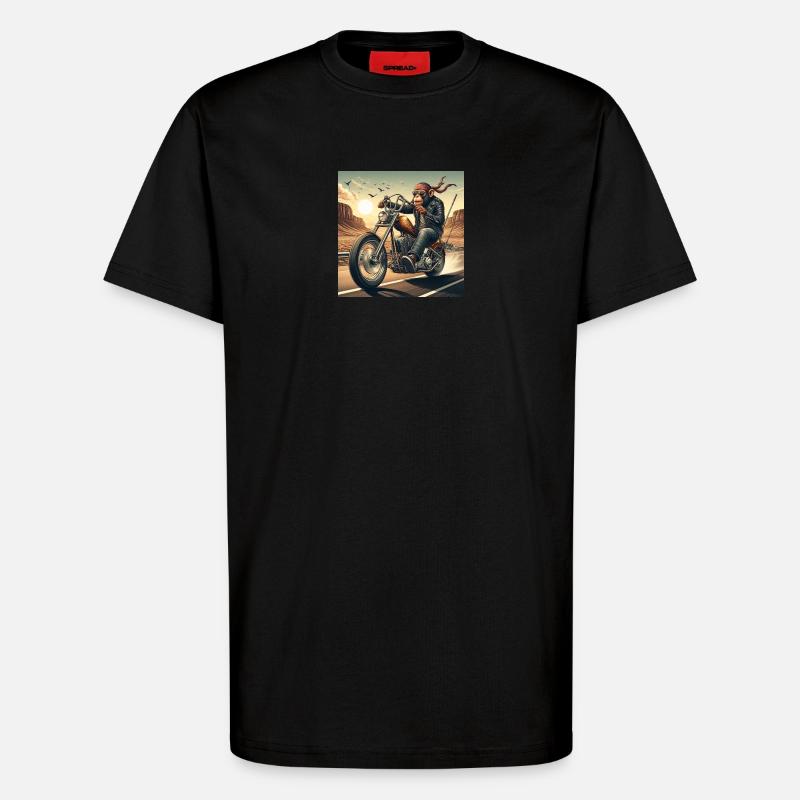 Cooler Affe auf einem Chopper - T-Shirt - made by SPREAD - SOLID BLACK