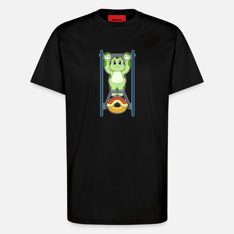 Turtle Bodybuilder Pull-ups Bodybuilding - T-Shirt - made by SPREAD - SOLID BLACK
