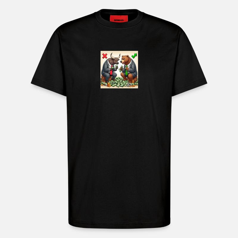 Bull and Bear - T-Shirt - made by SPREAD - SOLID BLACK