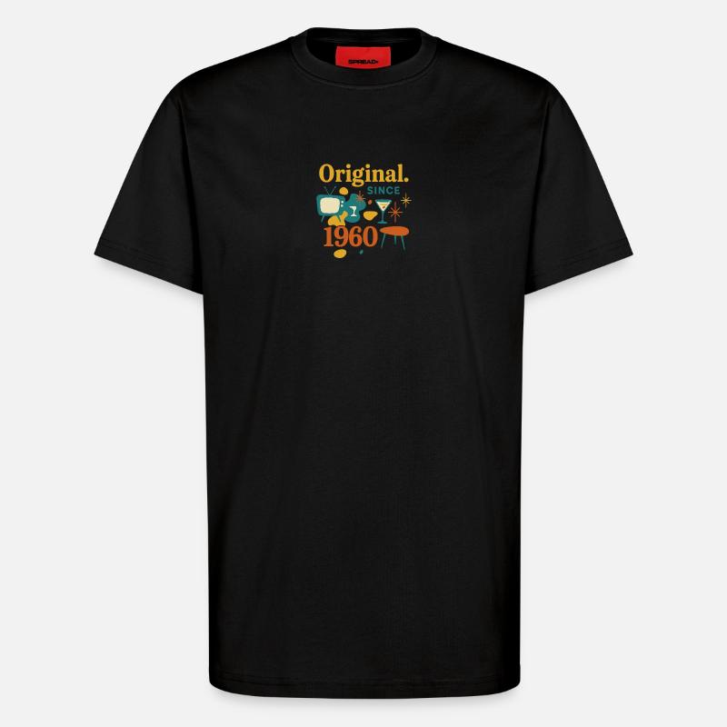 Langue source. Depuis 1960 – Design rétro Année de naissance - T-shirt bio décontracté fabriqué en UE - SOLID BLACK
