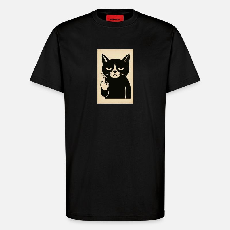 Grumpy Kitten - T-Shirt - made by SPREAD - SOLID BLACK