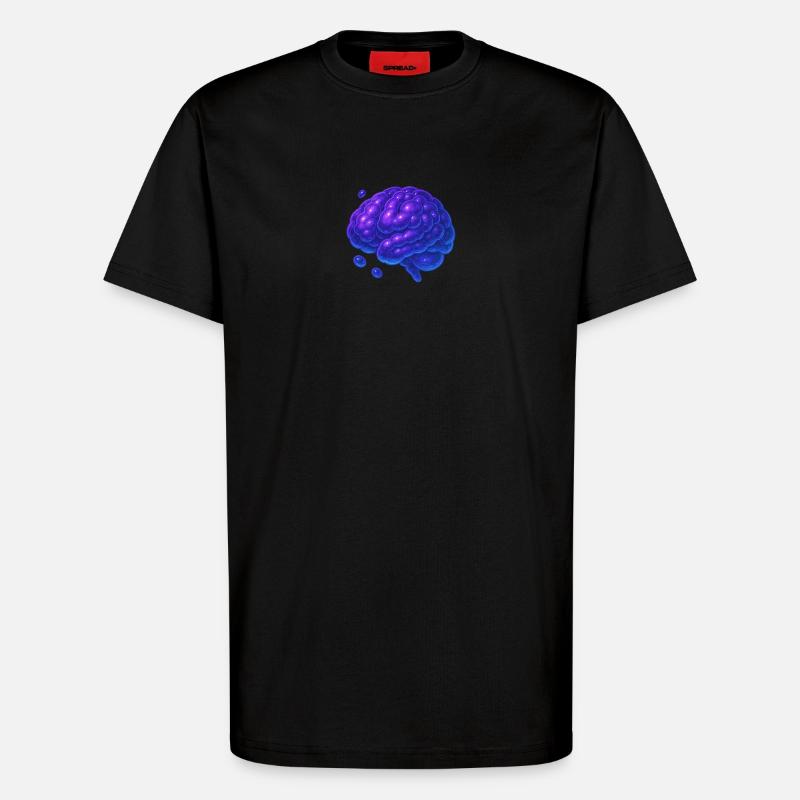 Cerveau 3D Moléculaire Bleu Violet - T-shirt bio décontracté fabriqué en UE - SOLID BLACK