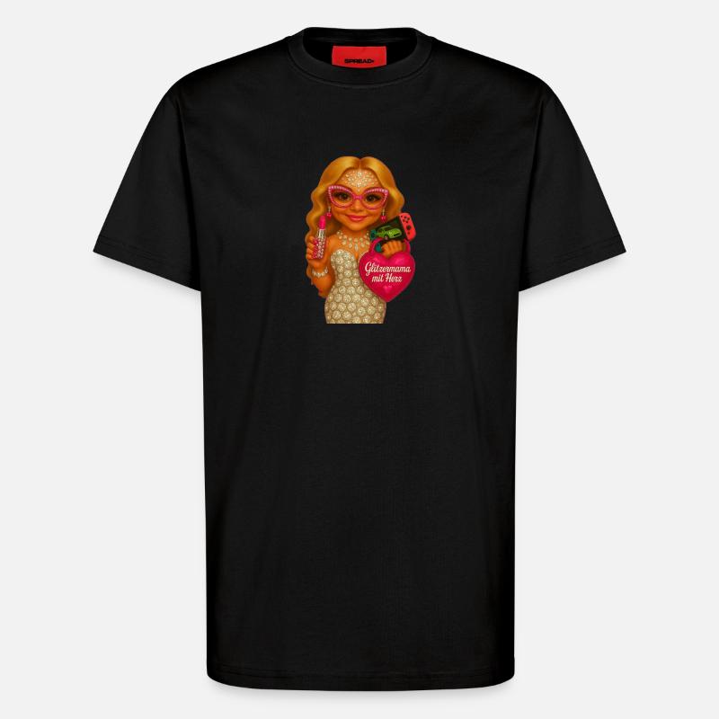 GlitzerMama mit Herz - T-Shirt - made by SPREAD - SOLID BLACK