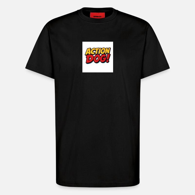 Action Hund Comic Stil - T-Shirt - made by SPREAD - SOLID BLACK