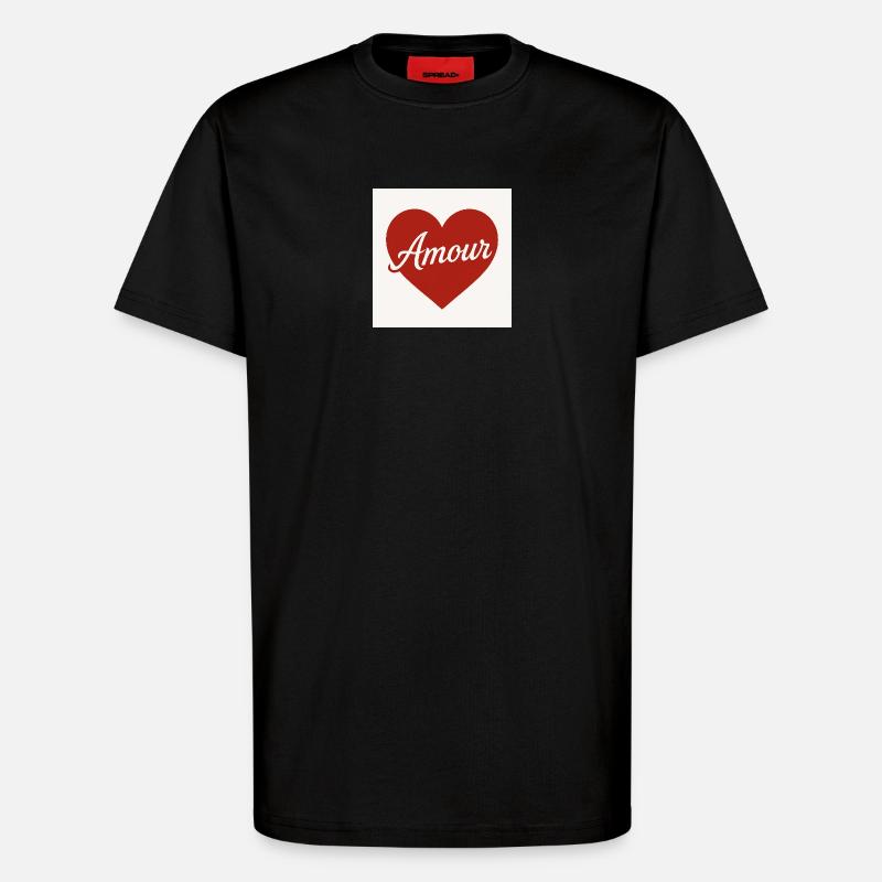 Liebevolle Herzform mit Amour-Text - T-Shirt - made by SPREAD - SOLID BLACK