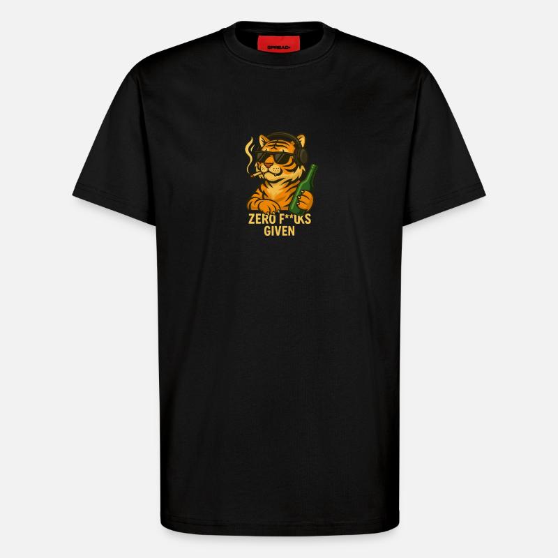 Badass Tiger – Zero F**ks Given - T-Shirt - made by SPREAD - SOLID BLACK