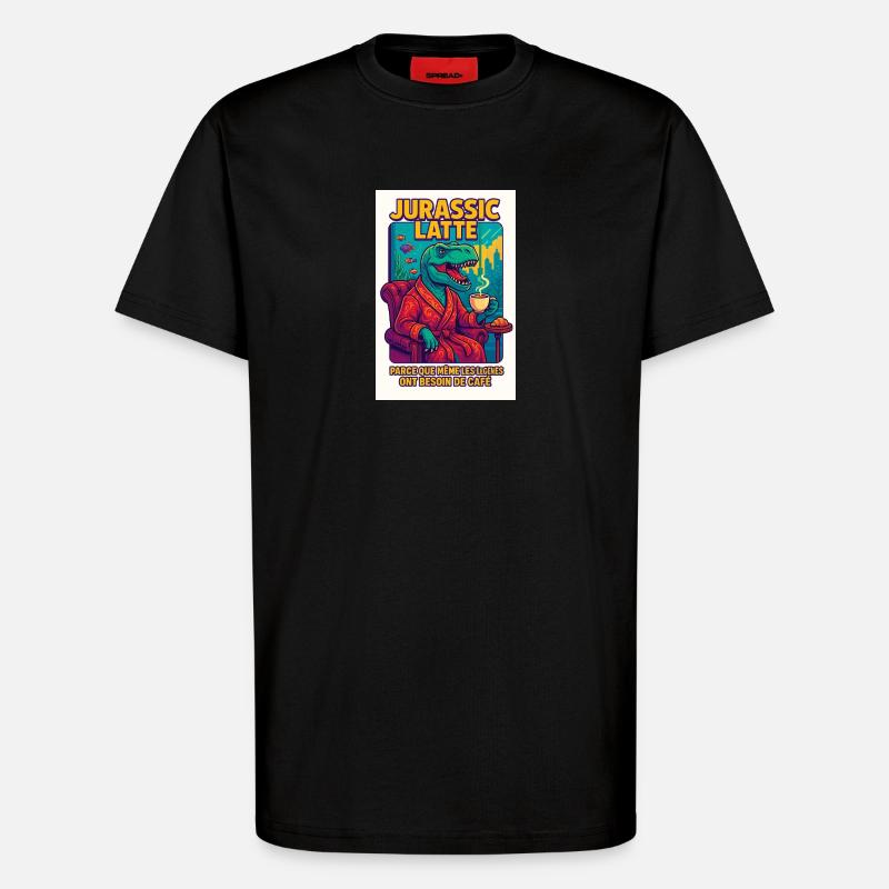 T-Rex Latte - Le café des légendes - T-shirt bio décontracté fabriqué en UE - SOLID BLACK