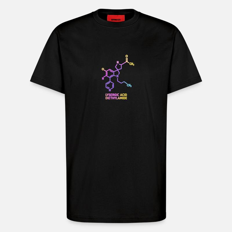 Psychedelic Molecular Art LSD - T-Shirt - made by SPREAD - SOLID BLACK