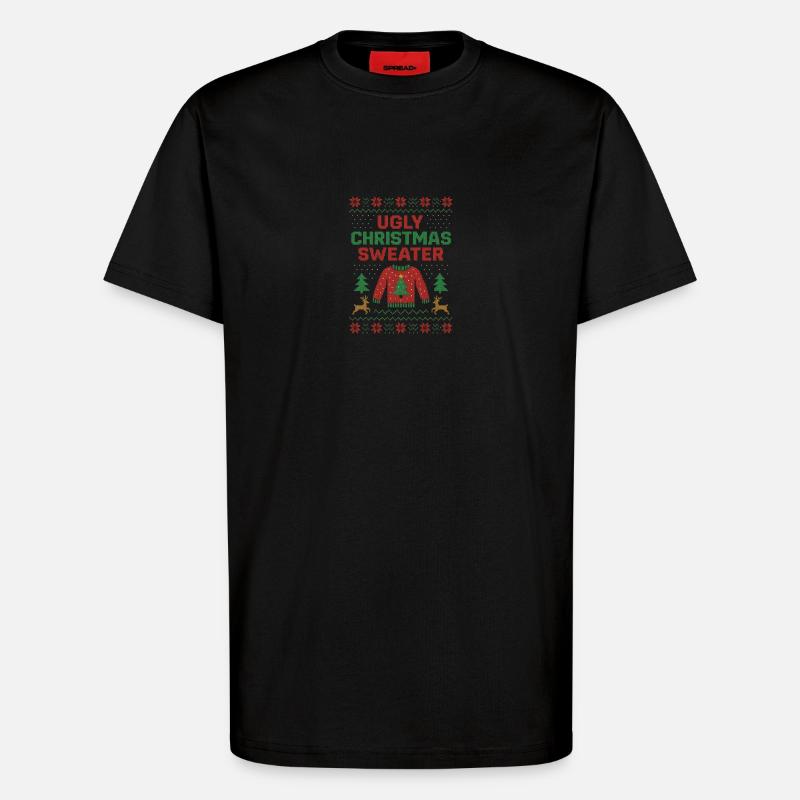Ugly Christmas Sweater Weihnachtspullover Hässlich - T-Shirt - made by SPREAD - SOLID BLACK