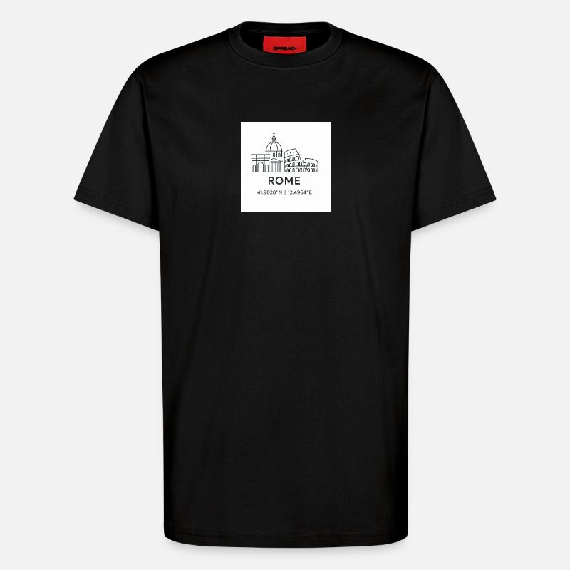 Rom Linienkunst Silhouette Wahrzeichen - T-Shirt - made by SPREAD - SOLID BLACK