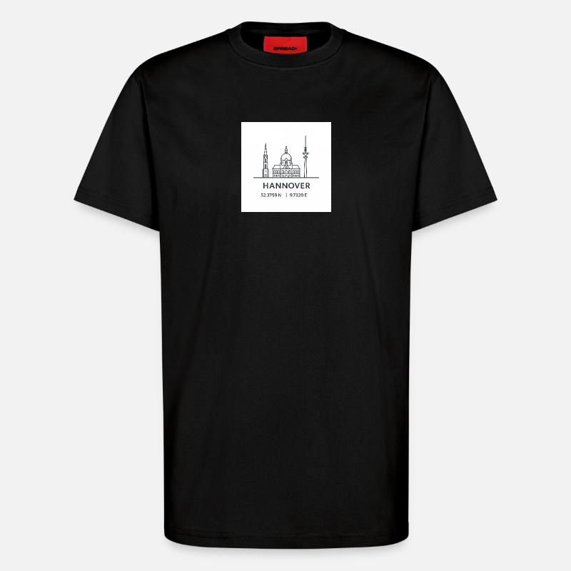 Hanover Line Art Silhouette Landmark - T-Shirt - made by SPREAD - SOLID BLACK