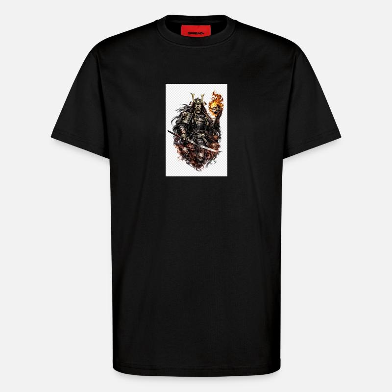 Flameskull Samurai - T-Shirt - made by SPREAD - SOLID BLACK