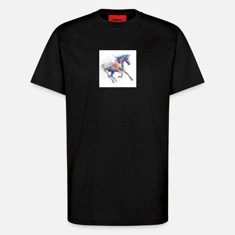 Lebendiges Aquarellpferd - T-Shirt - made by SPREAD - SOLID BLACK