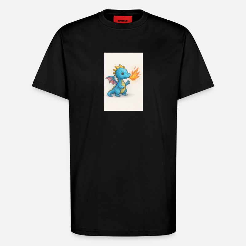 Blauer Drachenfunke Atemfeuer - T-Shirt - made by SPREAD - SOLID BLACK