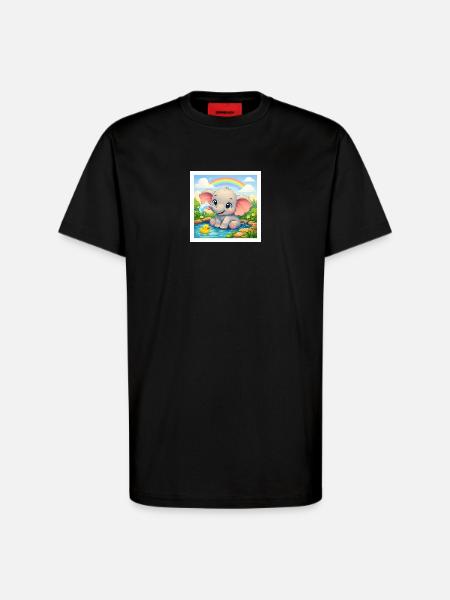 Elli l’Éléphant - T-shirt bio décontracté fabriqué en UE - SOLID BLACK