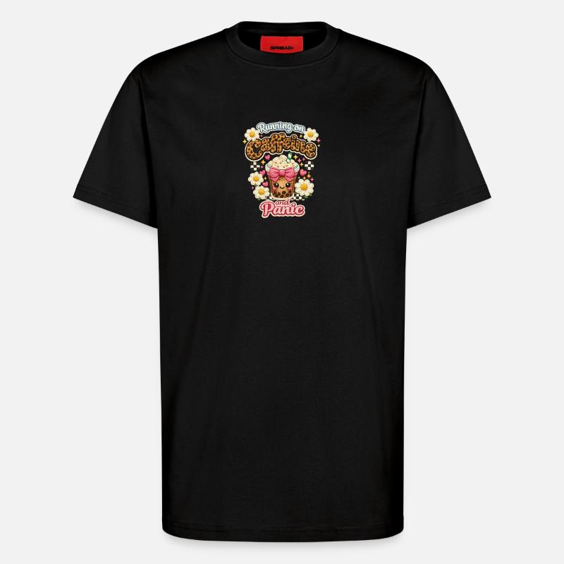 Café Chaos Patch Leopard Latte - T-shirt bio décontracté fabriqué en UE - SOLID BLACK