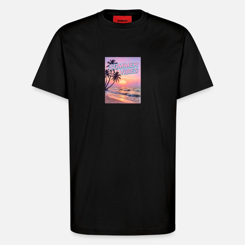 Sommervibes Retro Sunset Beach - T-Shirt - made by SPREAD - SOLID BLACK