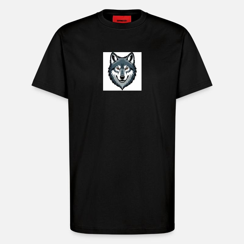 Wolf Head – illustration stylisée - T-shirt bio décontracté fabriqué en UE - SOLID BLACK