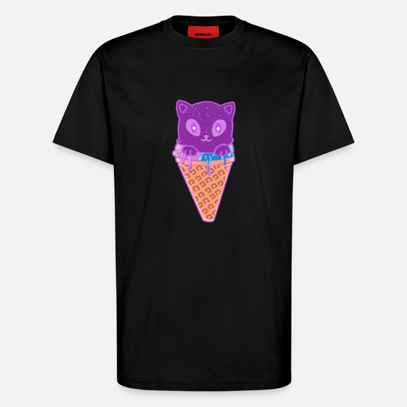 Katze Eiskreme Eiscrem - T-Shirt - made by SPREAD - SOLID BLACK