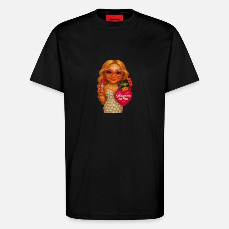 GlitzerMama mit Herz - T-Shirt - made by SPREAD - SOLID BLACK