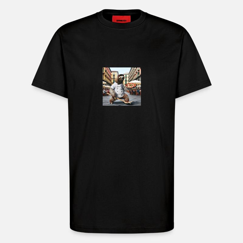 Faultier Pizzabäcker Pizzabäcker Neapel - T-Shirt - made by SPREAD - SOLID BLACK