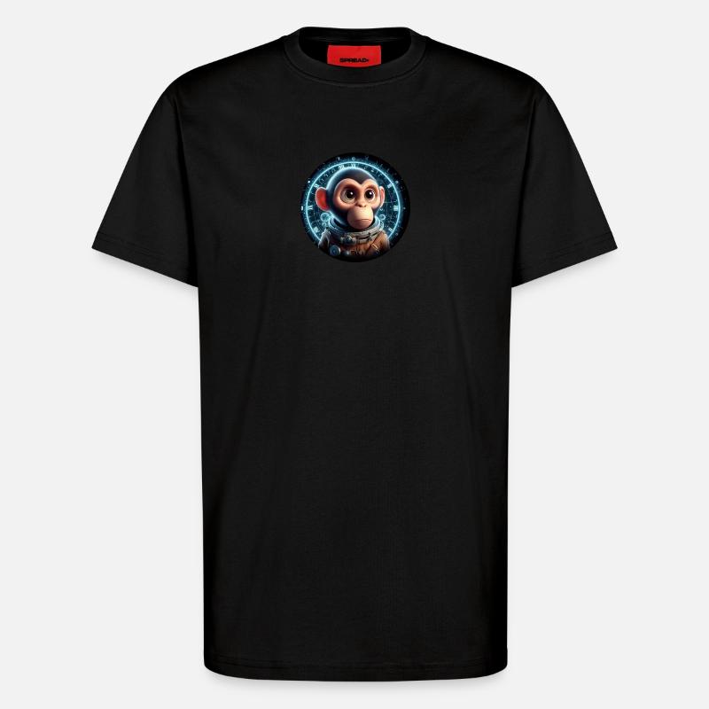 Singe en astronaute dans l’espace - T-shirt bio décontracté fabriqué en UE - SOLID BLACK
