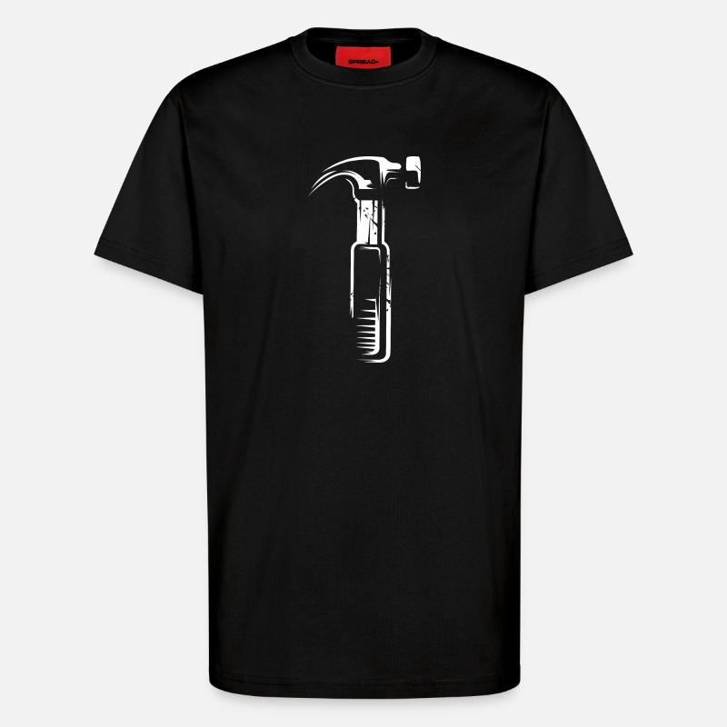 Hammer mit Scratch Effekt - Werkzeuge Handwerker - T-Shirt - made by SPREAD - SOLID BLACK
