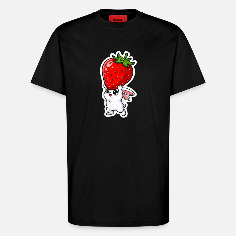 Erdbeere und Hase - T-Shirt - made by SPREAD - SOLID BLACK