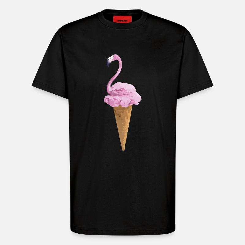 Flamingo mit Eiscreme - T-Shirt - made by SPREAD - SOLID BLACK