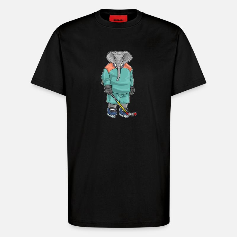 Elefant Eishockey Eishockeyschläger - T-Shirt - made by SPREAD - SOLID BLACK