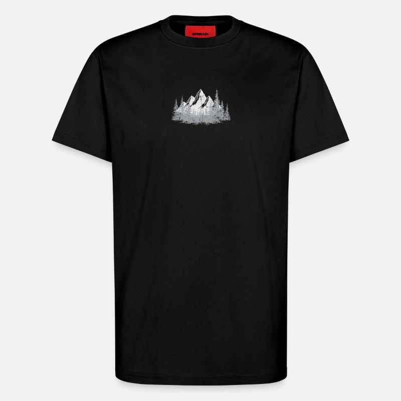 Serene Mountain Forest Silhouette - T-Shirt - made by SPREAD - SOLID BLACK