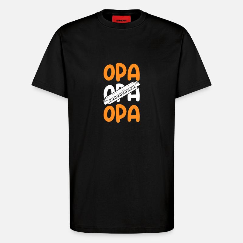 Harmonica Grandpa Harmonica - T-Shirt - made by SPREAD - SOLID BLACK