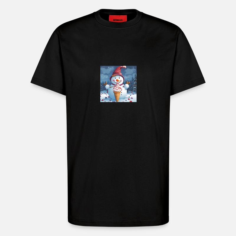 Schneemann mit Eis - T-Shirt - made by SPREAD - SOLID BLACK