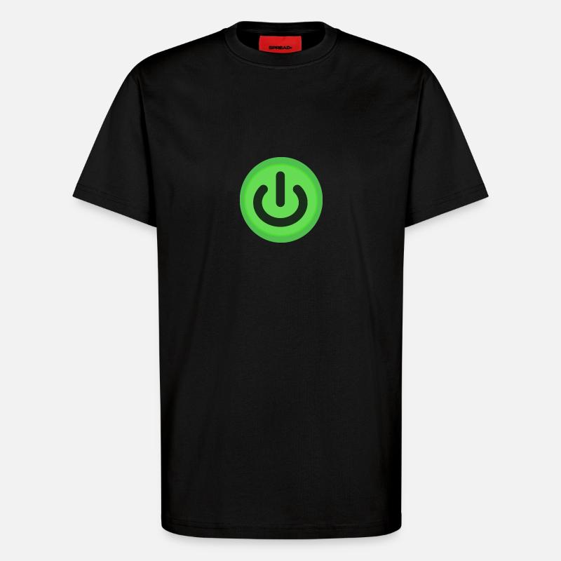 Bouton marche / arrêt Bouton d'alimentation - T-shirt bio décontracté fabriqué en UE - SOLID BLACK