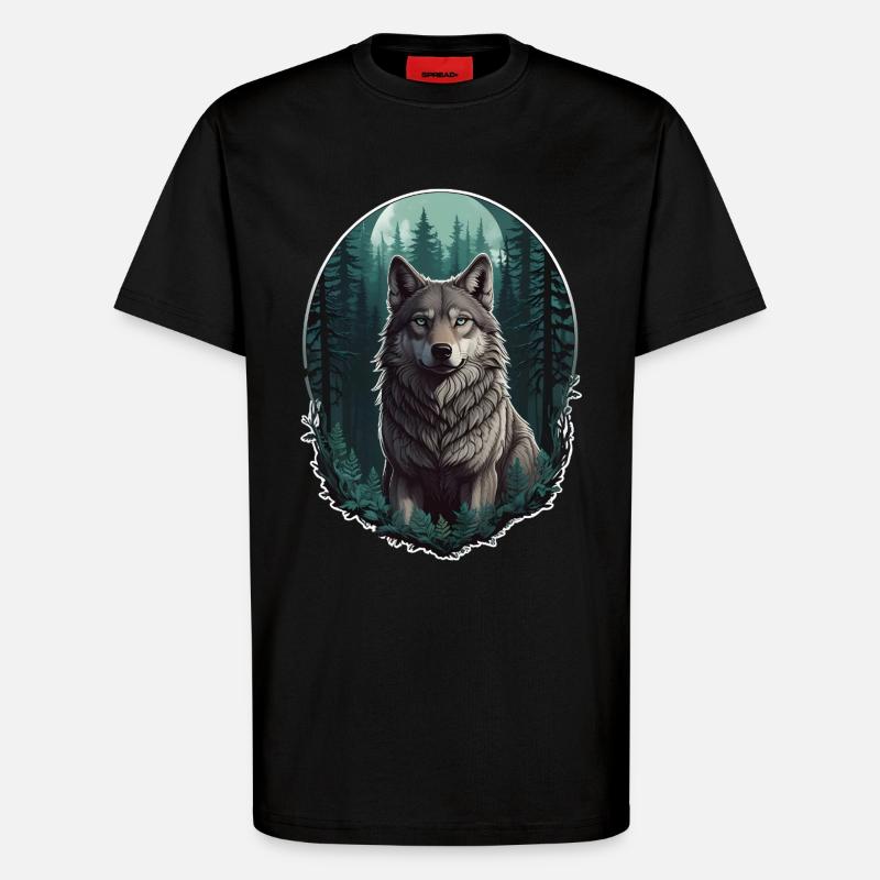 Wolf im Mondlicht - T-Shirt - made by SPREAD - SOLID BLACK
