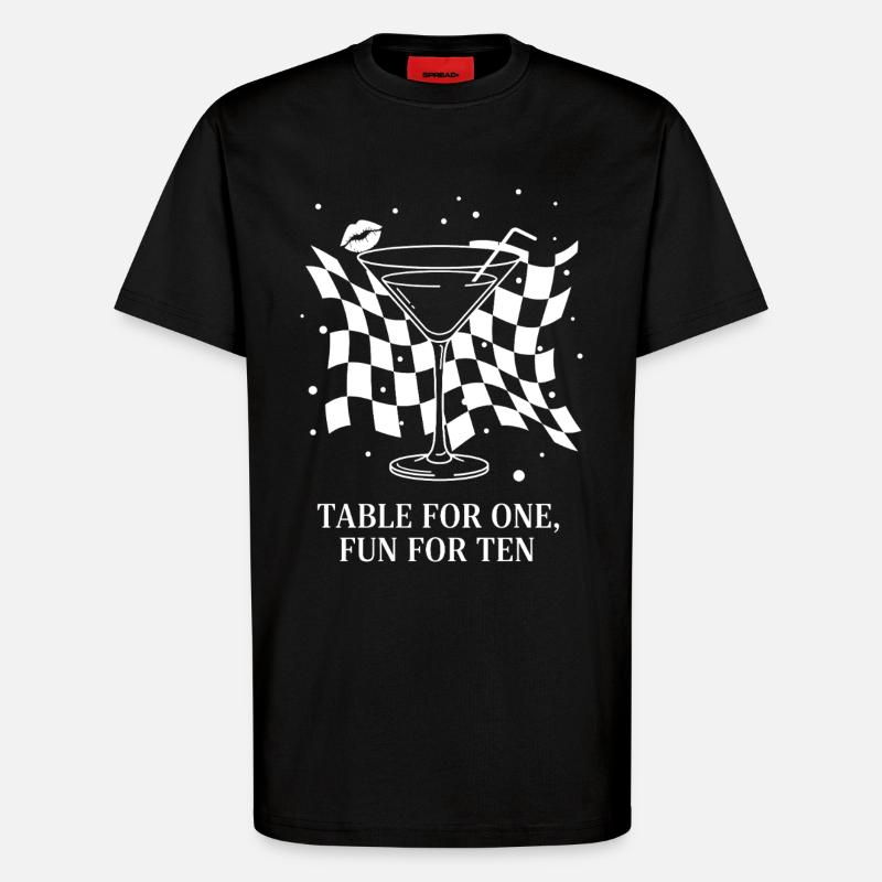 Table For One Martini Party - T-shirt bio décontracté fabriqué en UE - SOLID BLACK