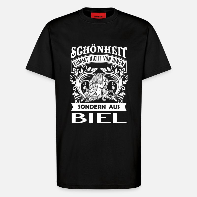 Beauté vient de Biel/Bienne - CH - T-shirt bio décontracté fabriqué en UE - SOLID BLACK