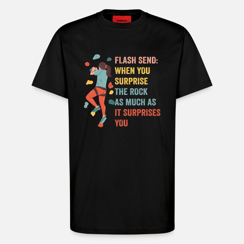 Boulderer Flash Send Bouldering - T-Shirt - made by SPREAD - SOLID BLACK