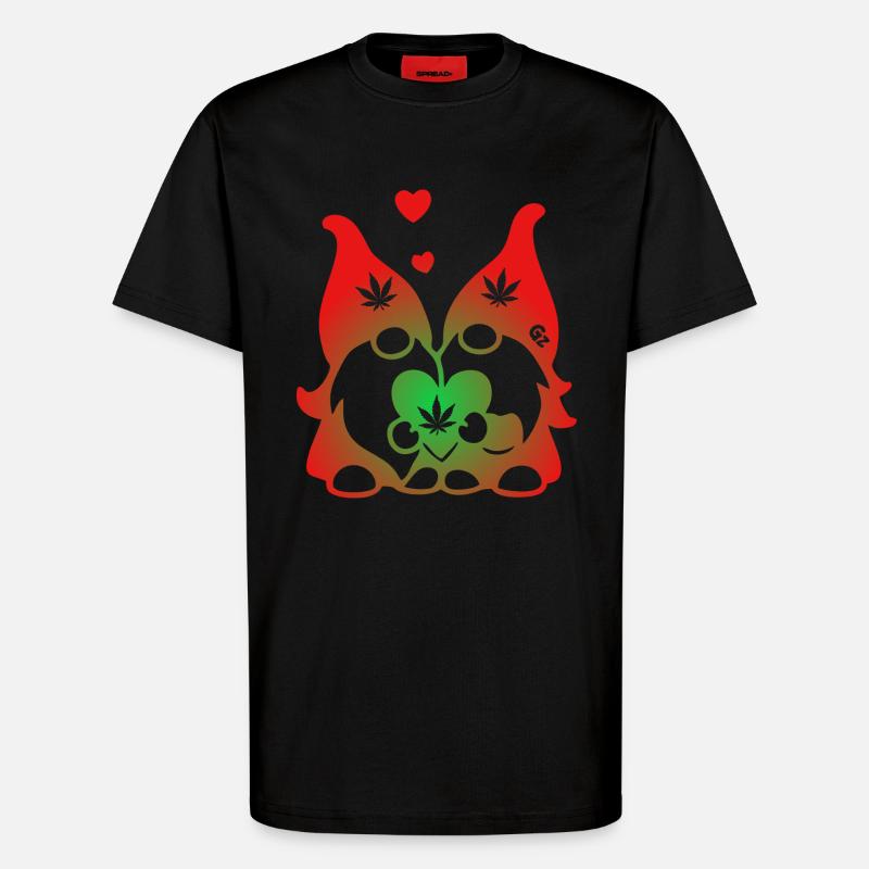 Kifferzwerge mit Hanf-Herz - T-Shirt - made by SPREAD - SOLID BLACK