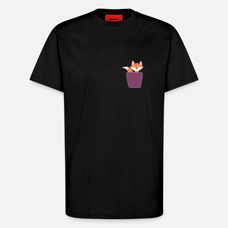 Fuchs in Brusttasche - T-Shirt - made by SPREAD - SOLID BLACK