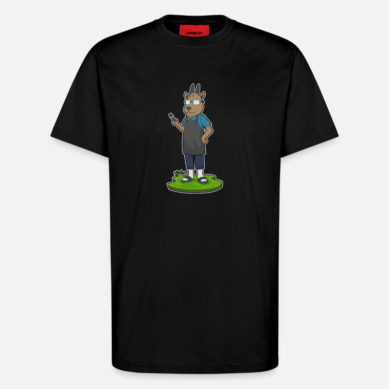 Ziege Friseur Schere - T-Shirt - made by SPREAD - SOLID BLACK